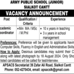 Army Public School Siakot Cantt Fresh Jobs 4U apply Now