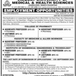 Liaquat University of Medical & Health Sciences LUMHS Fresh Jobs Online Apply