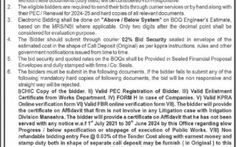 Mansehra irrigation Division Tender Notice