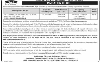 Pakistan Civil Aviation Authority PCAA Invitation to Bid