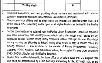 Punjab Library Foundation Tender Notice