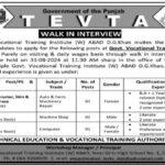 TEVTA Jobs 2024 in Government Vocational Training Institute Dera Ghazi Khan Fresh Jobs 4U apply Now