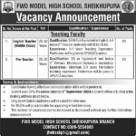 Teachers Jobs in FW Model High School Sheikhupura Fresh Jobs 4U Online apply Now