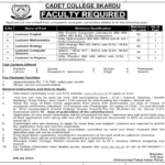 CCS Job in Cadet College Skardu Jobs 2024 Latest