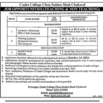 Cadet College Choa Saiden Shah Chakwal Jobs 2024 Latest