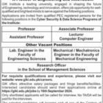 GIK Jobs 2024 Latest Jobs New Vacancies Open/Online Apply