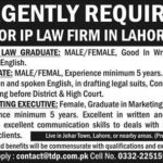 IP Law Firm in Lahore Jobs 2024 for Fresh Law Graduate, Marketing Executive