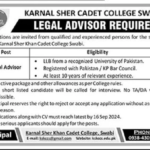 KSCCS Jobs 2024 inKarnel Sher Cadet College Swabi Job