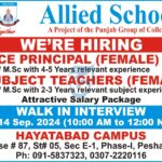 Teachers & Principal Jobs Allied School Campus Hayatabad Peshawar Jobs 2024