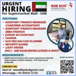 Urgent Hiring for Supermarket Mall UAE Jobs 2024