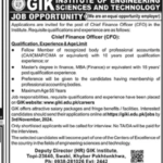 GIK Institute of Engineering Sciences and Technology Jobs 2024 Latest