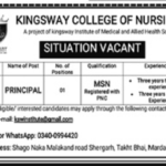 Kingsway College of Nursing Mardan Jobs 2024 for Principal