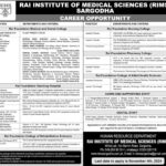 Rai Institute Of Medical Sciences Sargodha Jobs 2024 Latest RIMS Jobs