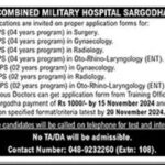 Latest Job in Combined Military Hospital Sargodha Jobs November 2024