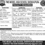 FWO Model High School Sheikhupura Jobs 2024