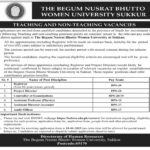 The Begum Nusrat Bhutto Women University Sukkur Jobs 2025 Latest BNBWU Job